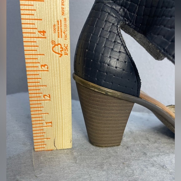 Rieker Sandals Antistress Woven Leather Black Easy close Open Toe Block Heel - Picture 13 of 13